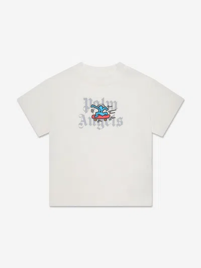 Shop Palm Angels Boys Pa X Keith Haring Skateboard T-shirt In White