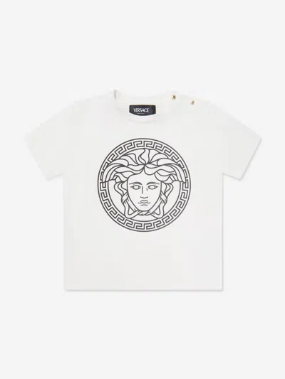 Shop Versace Baby Medusa Greca Print T-shirt In White