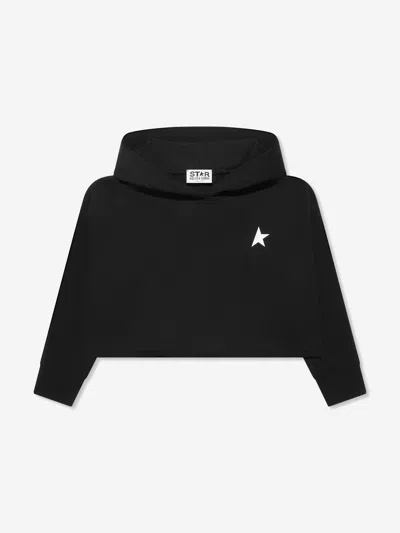 Shop Golden Goose Girls Small Star Cropped Hoodie In Black