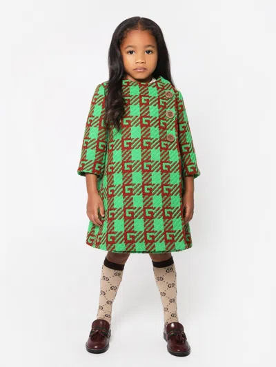 Shop Gucci Girls Wool Blend G Logo Coat 8 Yrs Green