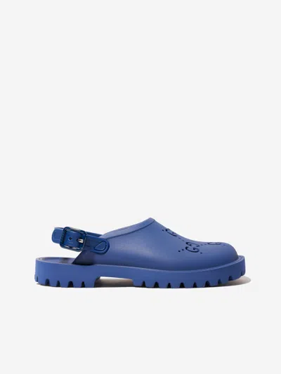 Shop Gucci Kids Rubber Gg Slingback Sandals Eu 30 - Uk 12 Blue