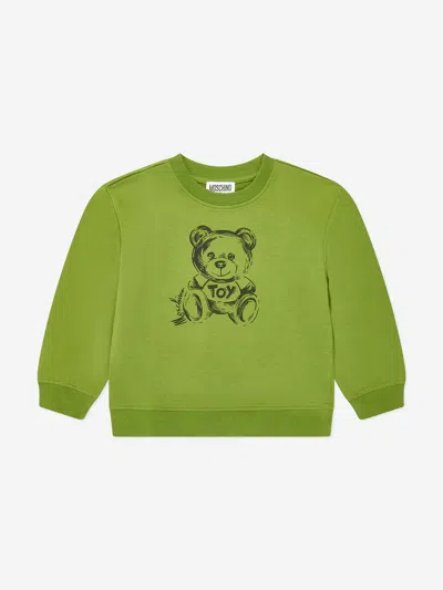 Shop Moschino Kids Teddy Toy Sweatshirt In Green