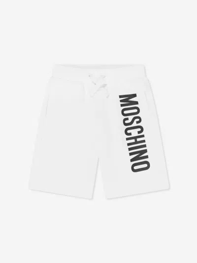 Shop Moschino Boys Logo Shorts In White