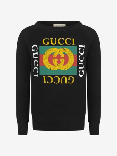 Shop Gucci Logo Print Sweatshirt 8 Yrs Black