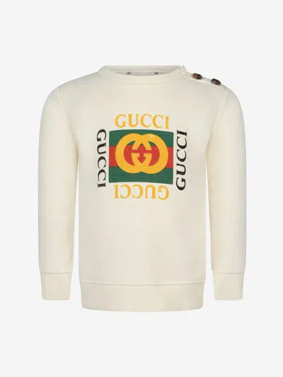 Shop Gucci Baby Logo Print Sweatshirt 18 - 24 Mths White
