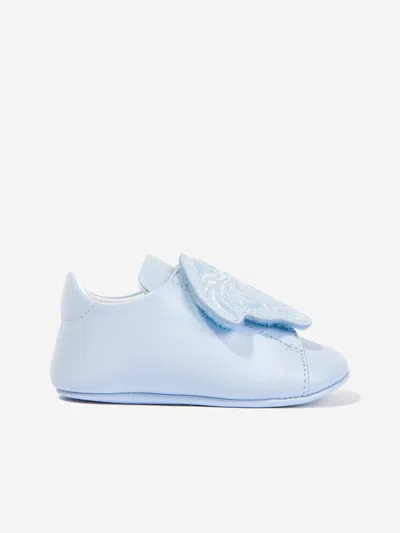 Shop Versace Baby Boys Leather Trainers In Blue