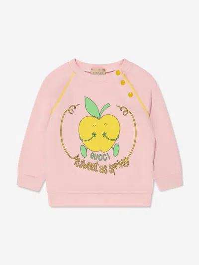 Shop Gucci Baby Girls Apple Sweatshirt In Pink
