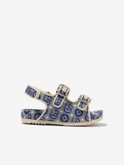 Shop Gucci Kids Gg Logo Sandals In Blue