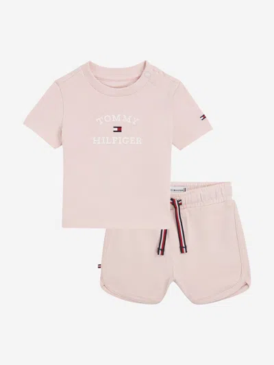 Shop Tommy Hilfiger Baby Girls Logo Short Set In Pink