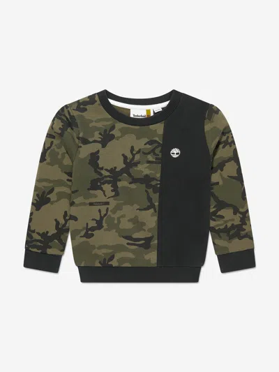 Shop Timberland Boys Camouflage Sweatshirt In Brown