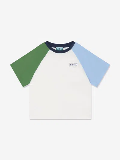 Shop Kenzo Boys Colourblock T-shirt In Ivory