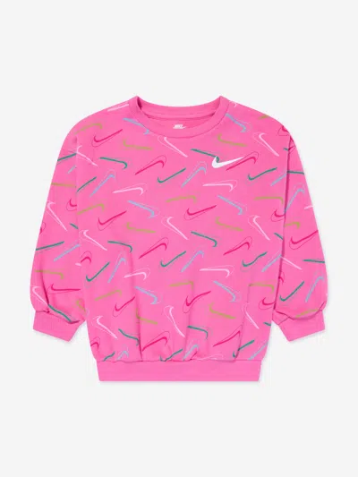 Shop Nike Girls Swoosh Logo Sweatshirt In Pink