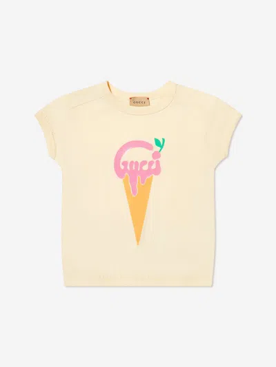 Shop Gucci Girls Ice Cream Logo T-shirt In White