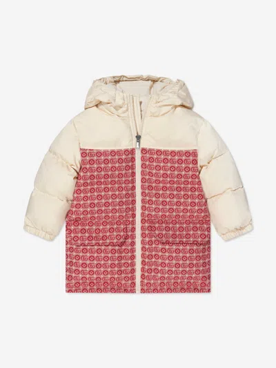 Shop Gucci Baby Down Padded Gg Logo Jacket In Red