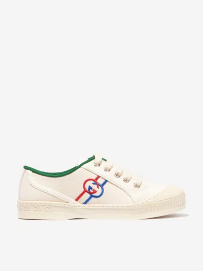 Shop Gucci Kids Gg Tennis Trainers In White