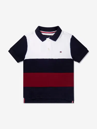 Shop Tommy Hilfiger Boys Colourblock Global Stripe Polo Shirt In Blue