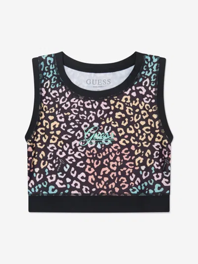 Shop Guess Girls Leopard Print Crop Top 16 Yrs Pink