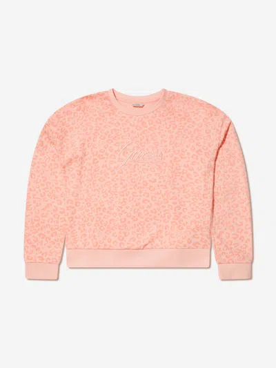 Shop Guess Girls Leopard Print Sweatshirt 14 Yrs Pink