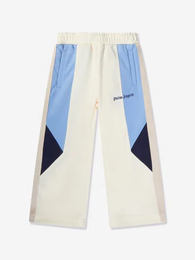 Shop Palm Angels Boys Colourblock Track Pants In White
