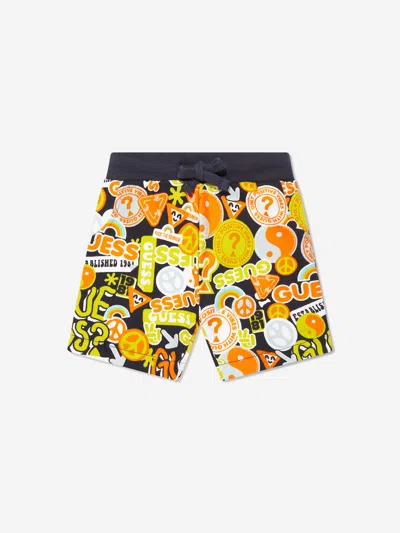 Shop Guess Boys Gold Wild Shorts In Black