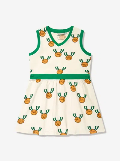 Mini Rodini Medals Cotton-blend Jersey Dress In Ivory