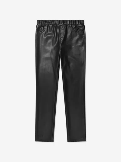 Shop Guess Girls Faux Leather Jeggings In Black