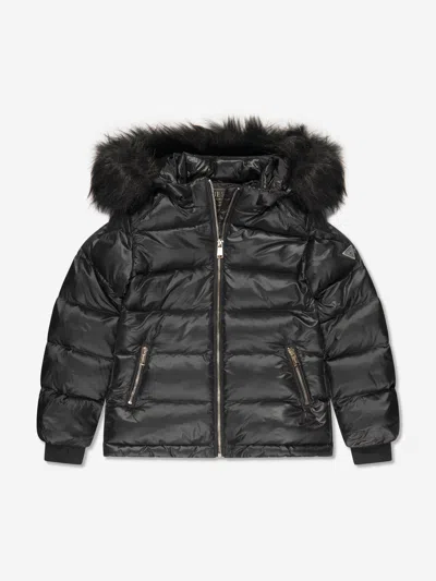 Shop Guess Girls Down Padded Puffer Jacket In Black