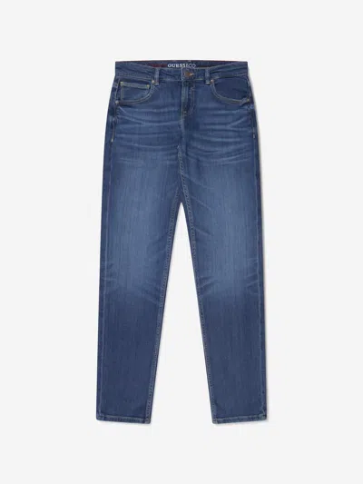 Shop Guess Girls Silk Denim Slim Fit Jeans In Blue
