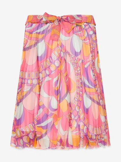 Shop Guess Girls Pleated Chiffon Midi Skirt In Multicoloured