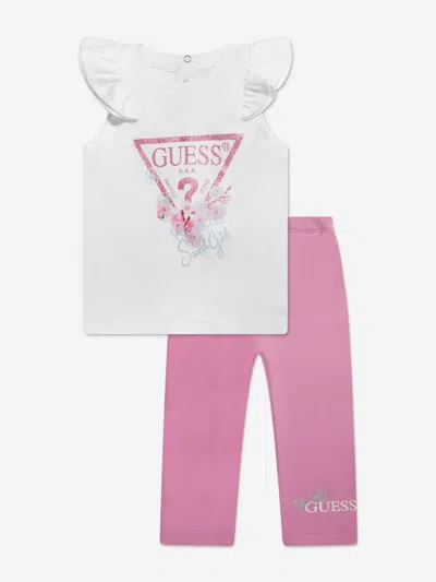 Shop Guess Baby Girls Leggings Set In White