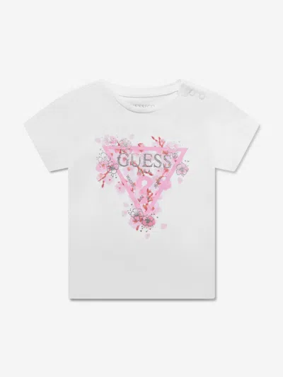 Shop Guess Baby Girls Logo T-shirt In White