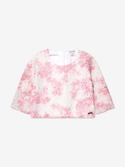 Guess Floral-lace Cropped Top In White