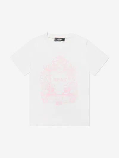 Shop Versace Girls Stemma Logo T-shirt In White