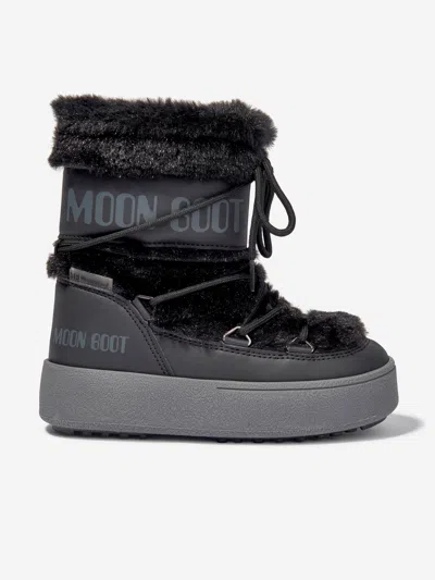 Moon Boot Faux Fur Ankle Snow Boots In Black
