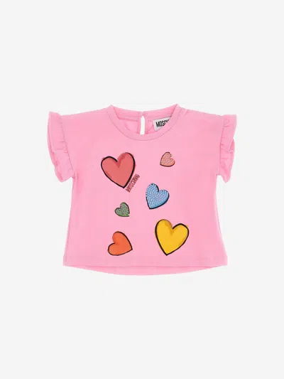 Shop Moschino Baby Girls Heart T-shirt In Pink