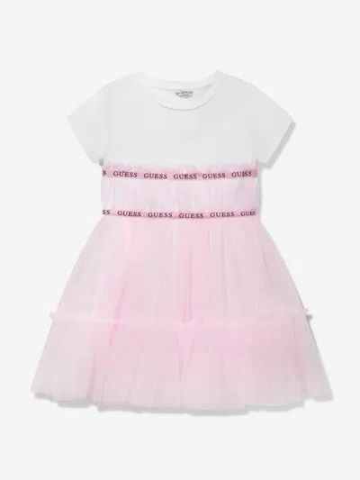 Shop Guess Girls Jersey And Tulle Dress In Pink