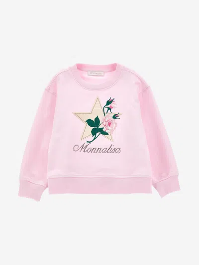 Shop Monnalisa Girls Rose Star Sweatshirt In Pink