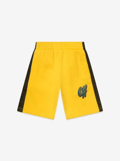 Shop Off-white Boys Baseball Logo Mesh Shorts In Yellow