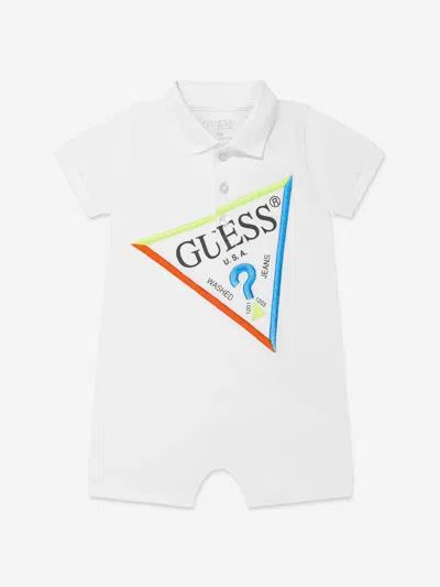 Shop Guess Baby Boys Logo Romper In White