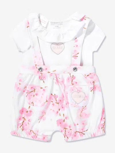 Shop Guess Baby Girls Dunagree Set In White