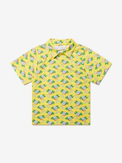 Shop Rachel Riley Boys Coconut Polo Shirt In Yellow