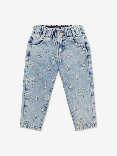 Shop Guess Girls Embroidered Flower Jeans In Blue