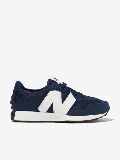 Shop New Balance Kids 327 Lace Up Logo Trainers In Blue