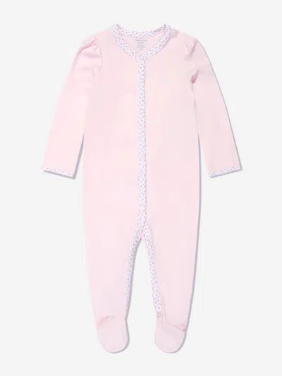 Shop Ralph Lauren Baby Girls Logo Babygrow In Pink