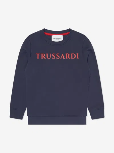Shop Trussardi Kids Nake Logo Sweatshirt In Blue