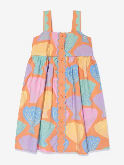Shop Stella Mccartney Girls Shell Print Dress In Orange
