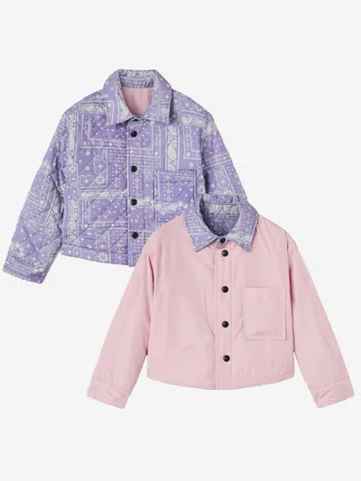 Shop Palm Angels Girls Astro Paisley Overshirt In Purple