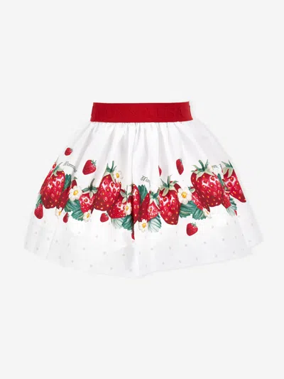 Shop Monnalisa Girls Strawberry Skirt In White