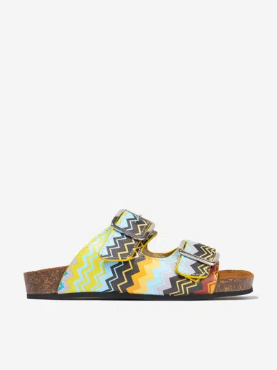 Shop Missoni Boys Leather Sandals In Multicoloured