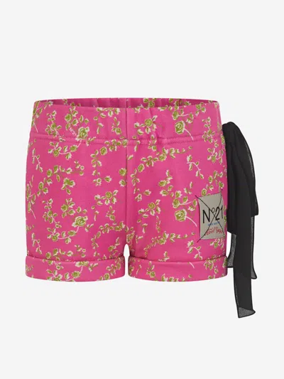 Shop N°21 Girls Shorts - Cotton Floral Shorts 10 Yrs Pink